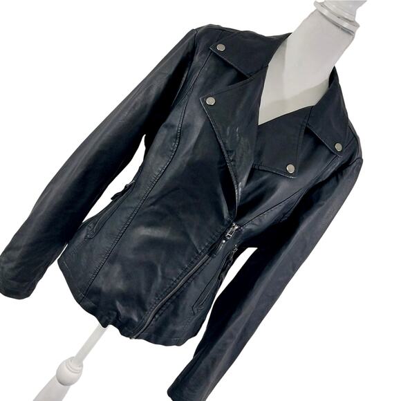 MAX STUDIO! AWESOME BLACK VEGAN LEATHER BIKER/MOTO INSPIRED JACKET, COAT! SZ XL - Picture 12 of 12